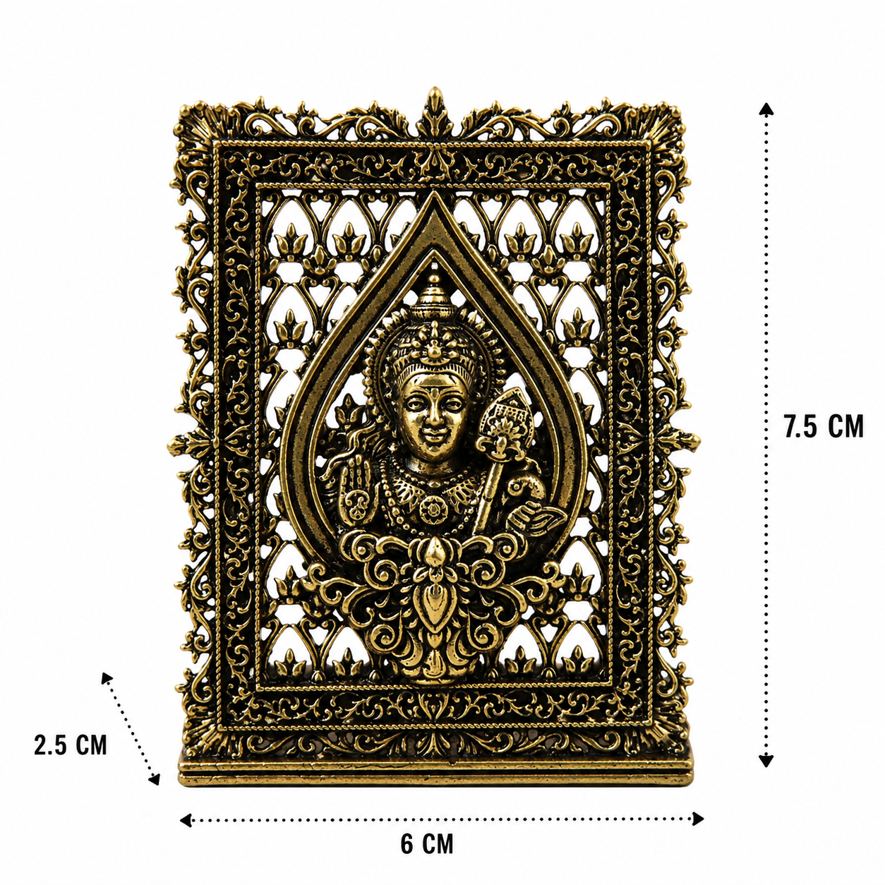 Brass Kartik (Murugan) Panel – Fine Handcrafted Lord Murugan Wall Plaque for Car Dashboard, Home Décor &amp; Spiritual Blessings 3 Inch