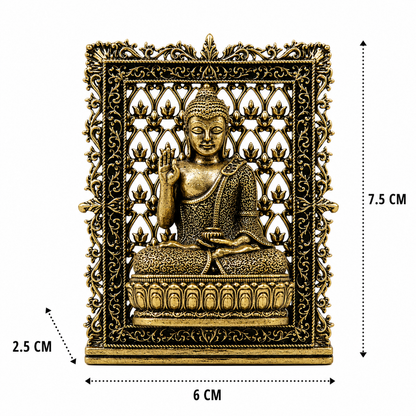 Brass Buddha Panel – Fine Handcrafted Buddha - Handcrafted Pooja Decor by The Brasstown - Lifestyle Setup