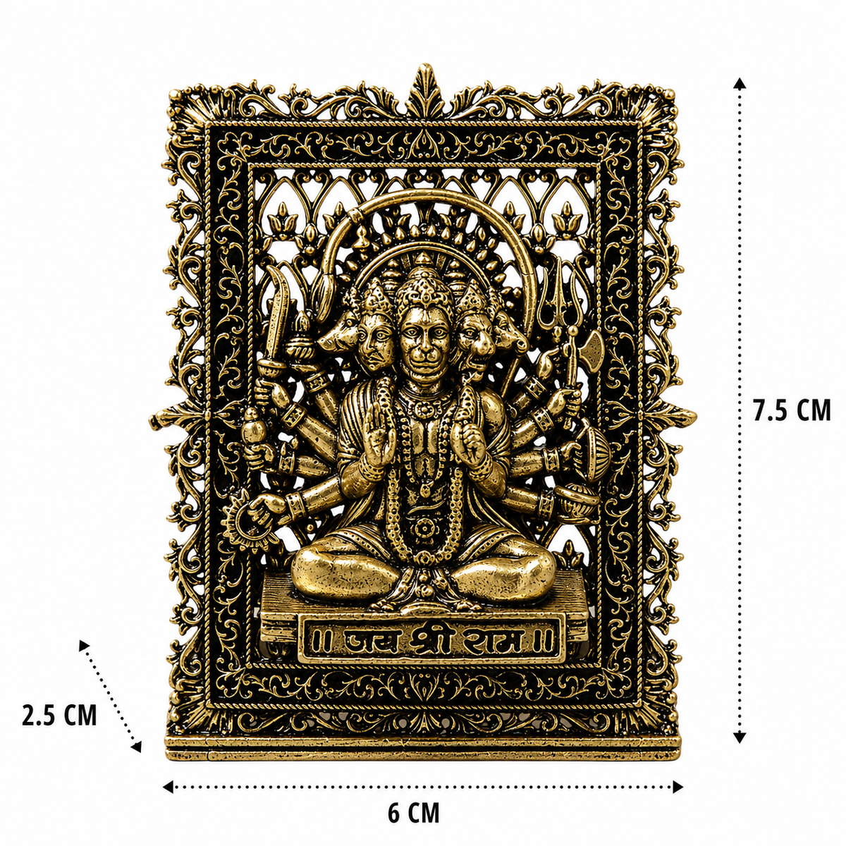 Brass Panchmukhi Hanuman Idol – Fine Handcrafted - Handcrafted Pooja Decor by The Brasstown - Lifestyle Setup