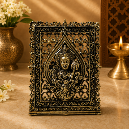 Brass Kartik (Murugan) Panel – Fine Handcrafted Lord Murugan Wall Plaque for Car Dashboard, Home Décor &amp; Spiritual Blessings 3 Inch