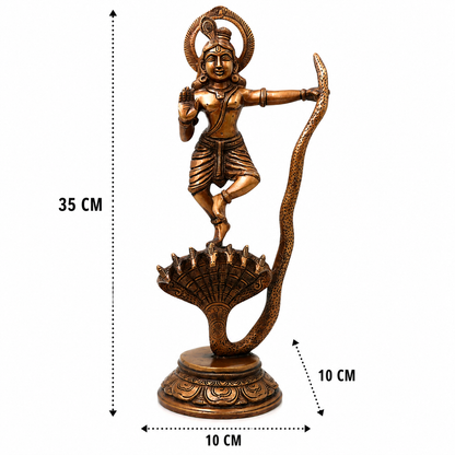Brass Krishna Kaliya Daman Idol – Handcrafted - Handcrafted Pooja Decor by The Brasstown - Lifestyle Setup