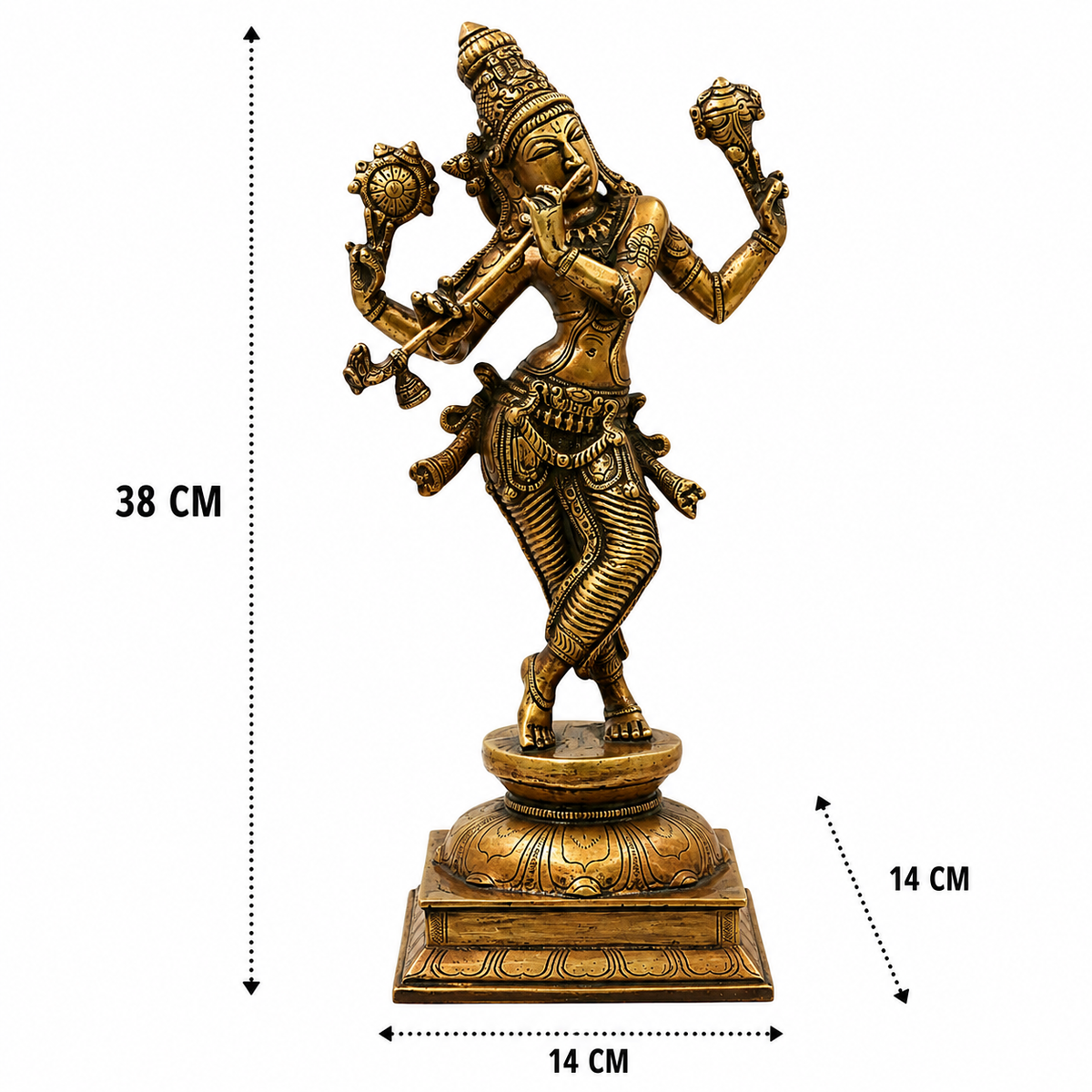 Brass Krishna Idol – Handcrafted Chola Style - Handcrafted Pooja Decor by The Brasstown - Lifestyle Setup
