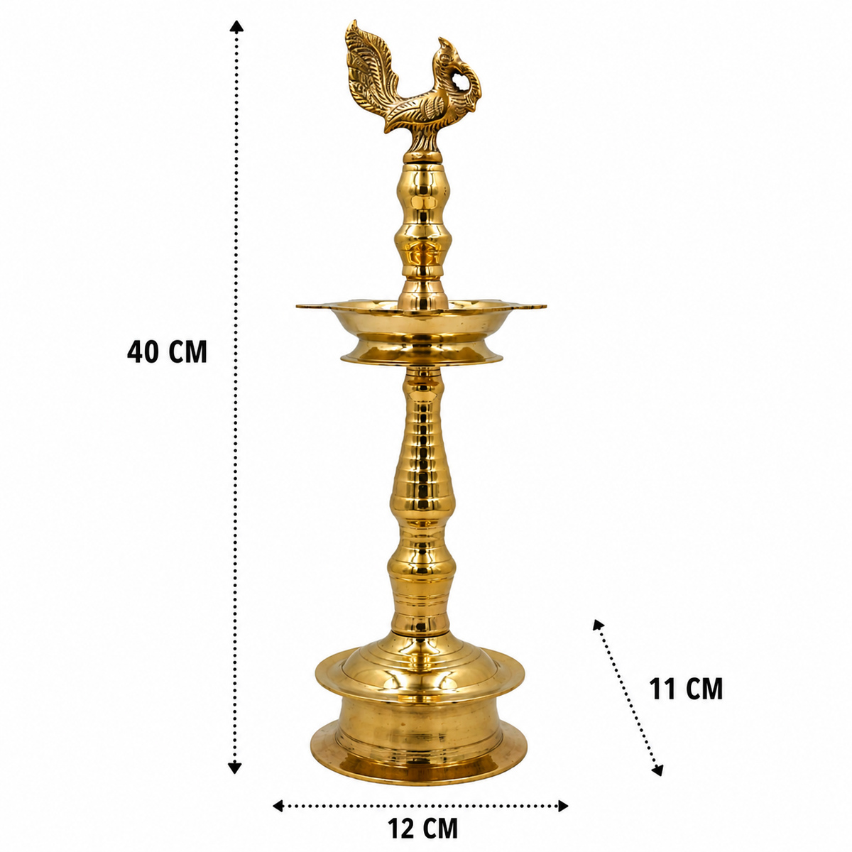 Handcrafted Brass Kuthu Vilakku – Traditional Deepam Diya Lamp for Pooja, Temple &amp; Home Décor 15.5 Inch