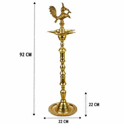 Traditional Handcrafted Brass Kuthu Vilakku – Traditional Deepam Diya Lamp for Pooja, Temple &amp; Home Décor 39 Inch