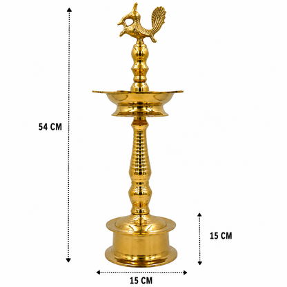 Handcrafted Brass Kuthu Vilakku – Traditional Diya Lamp for Pooja, Temple &amp; Home Décor 21.5 Inch