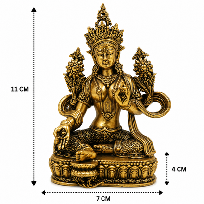 Brass Tara Ma Idol – Handcrafted Tara Maa Murti (Ugratara / Mahaugrotara) for Puja, Home Mandir &amp; Spiritual Décor 4.5 Inch