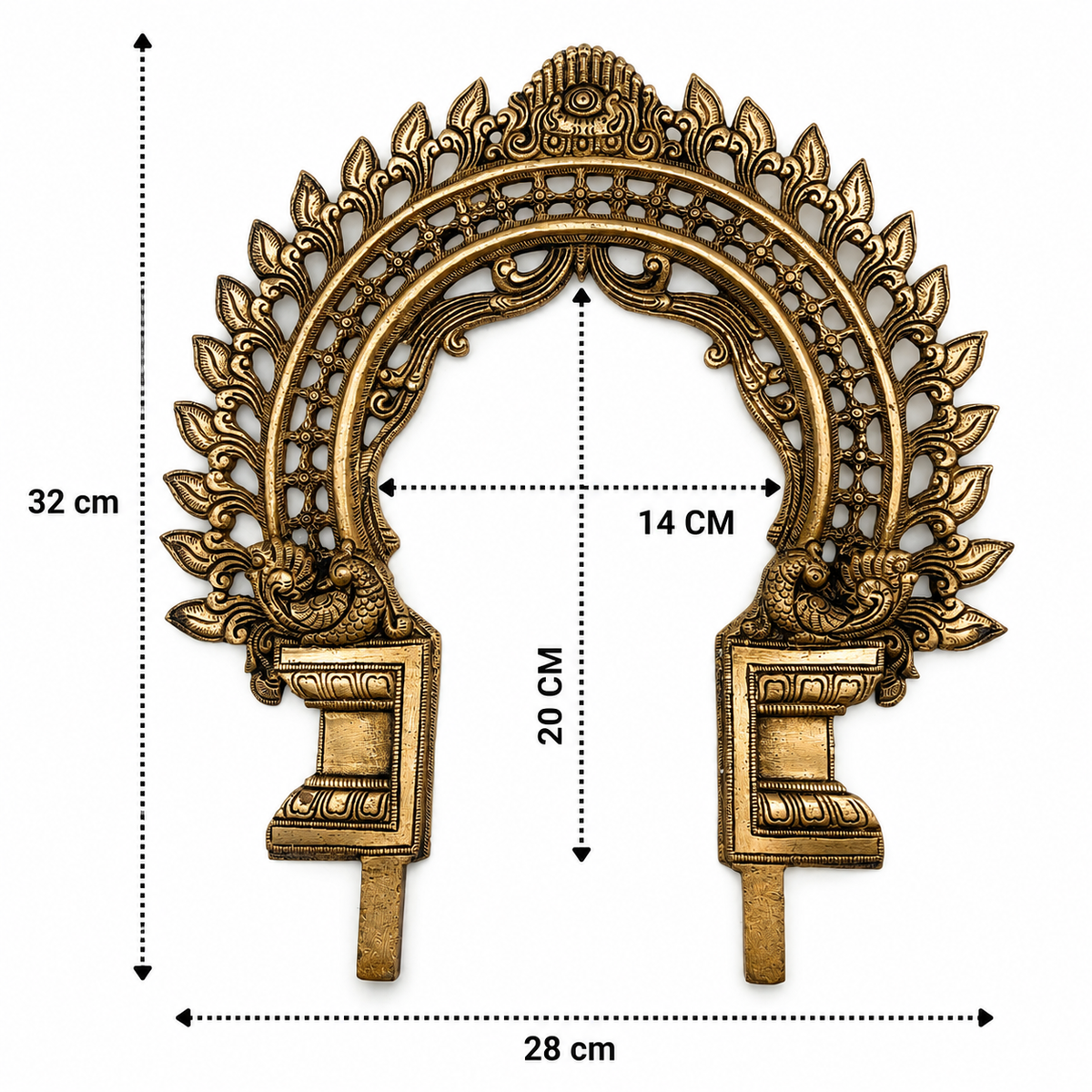 Brass Handcrafted Hand-Carved Prabhaval Arch Frame for Deity – Handcrafted Arch Wall Hanging for Home Temple, Deity Décor &amp; Spiritual Ambience 13 Inch