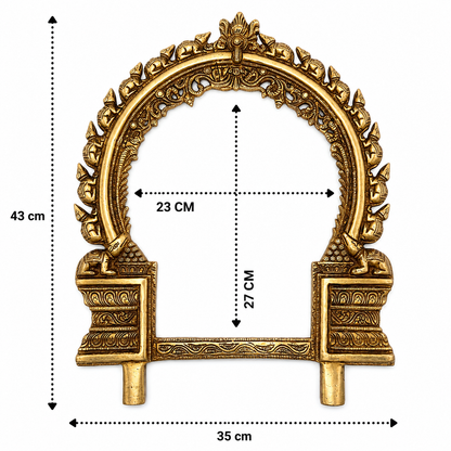 Brass Handcrafted Hand-Carved Prabhaval Arch – Handcrafted Arch Wall Hanging for Home Temple, Deity Décor &amp; Spiritual Ambience 17 Inch
