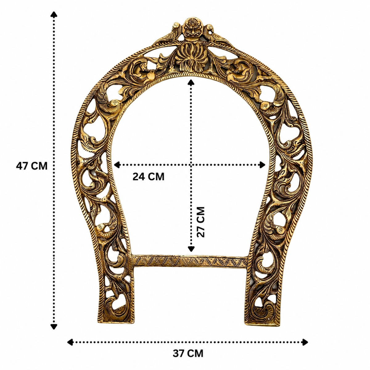 Brass Handcrafted Big Prabhaval Arch – Handcrafted Arch Wall Hanging for Home Temple, Deity Décor &amp; Spiritual Ambience 19 Inch