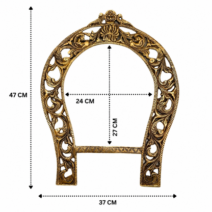 Brass Handcrafted Big Prabhaval Arch – Handcrafted Arch Wall Hanging for Home Temple, Deity Décor &amp; Spiritual Ambience 19 Inch