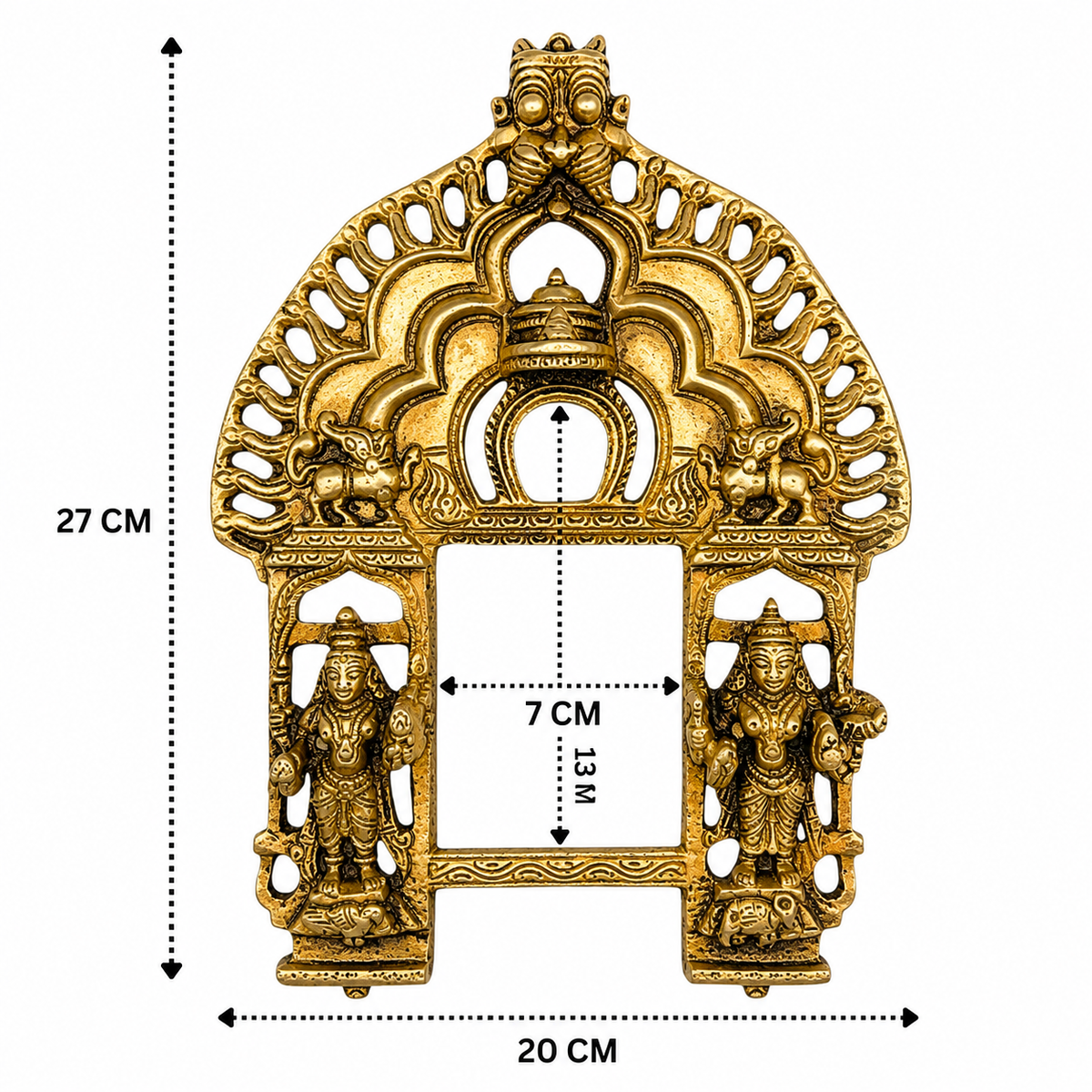 Handcrafted Brass Traditional Prabhavali Arch with Dwarpal  – Handcrafted Arch Backdrop Wall Hanging for Home Temple, Deity Décor &amp; Spiritual Ambience 37.5 Inch (Copy)