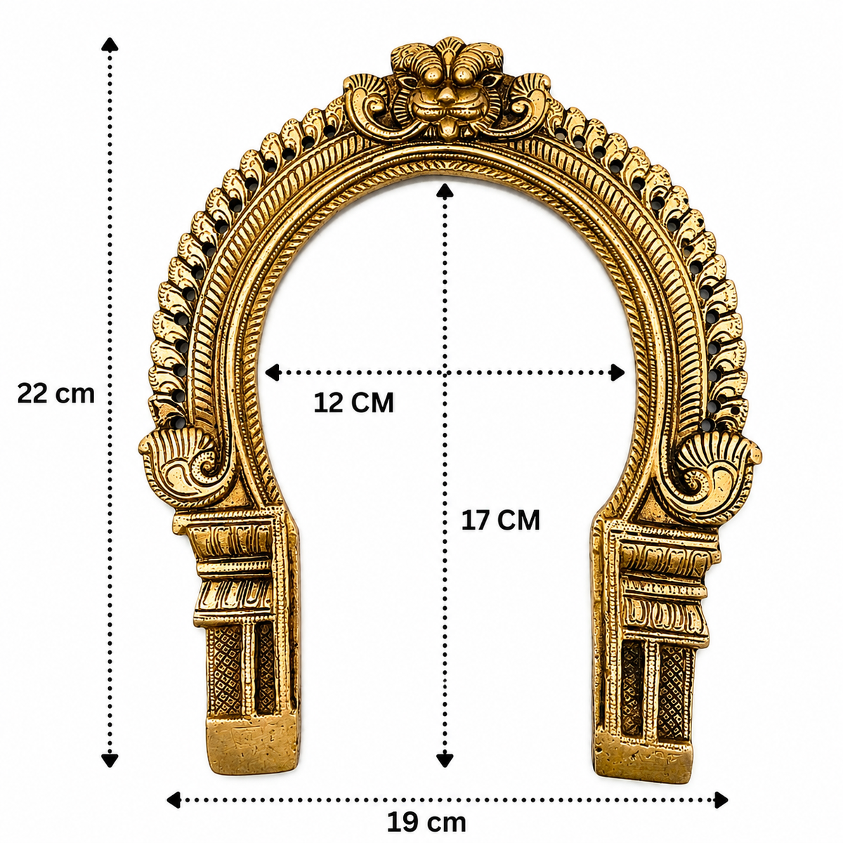 Handcrafted Brass Kirtimukha For Diety Prabhaval Arch – Handcrafted Arch Backdrop Wall Hanging for Home Temple, Deity Décor &amp; Spiritual Ambience 9 Inch