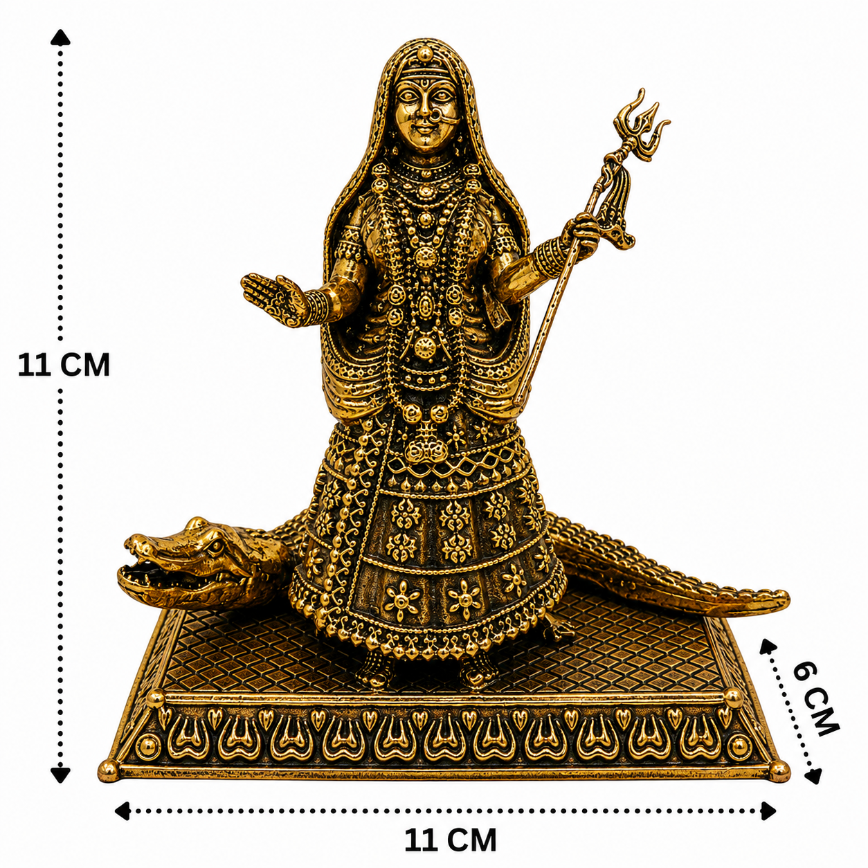 Brass Khodiyar Mata Idol – Handcrafted Khodal Maa Murti / Vigraha for Home Pooja, Temple Décor &amp; Spiritual Blessings 4.5 Inch