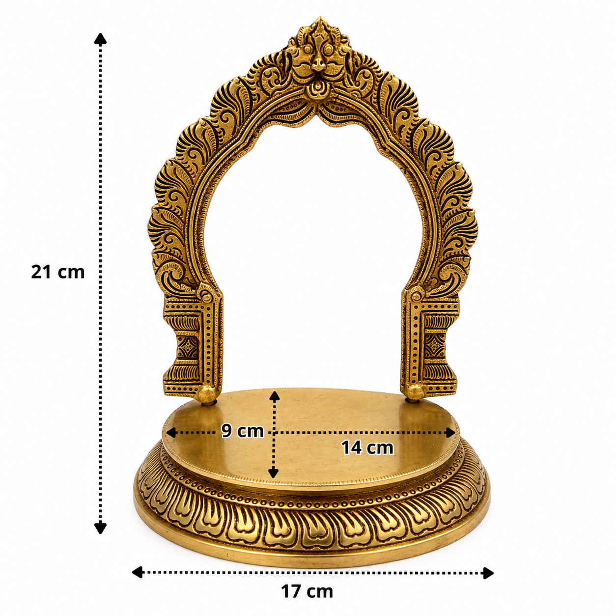 Traditional Brass Chowki With Prabhavali – Singhasan Stand for Idols &amp; Home Temple Pooja 8.5 Inch