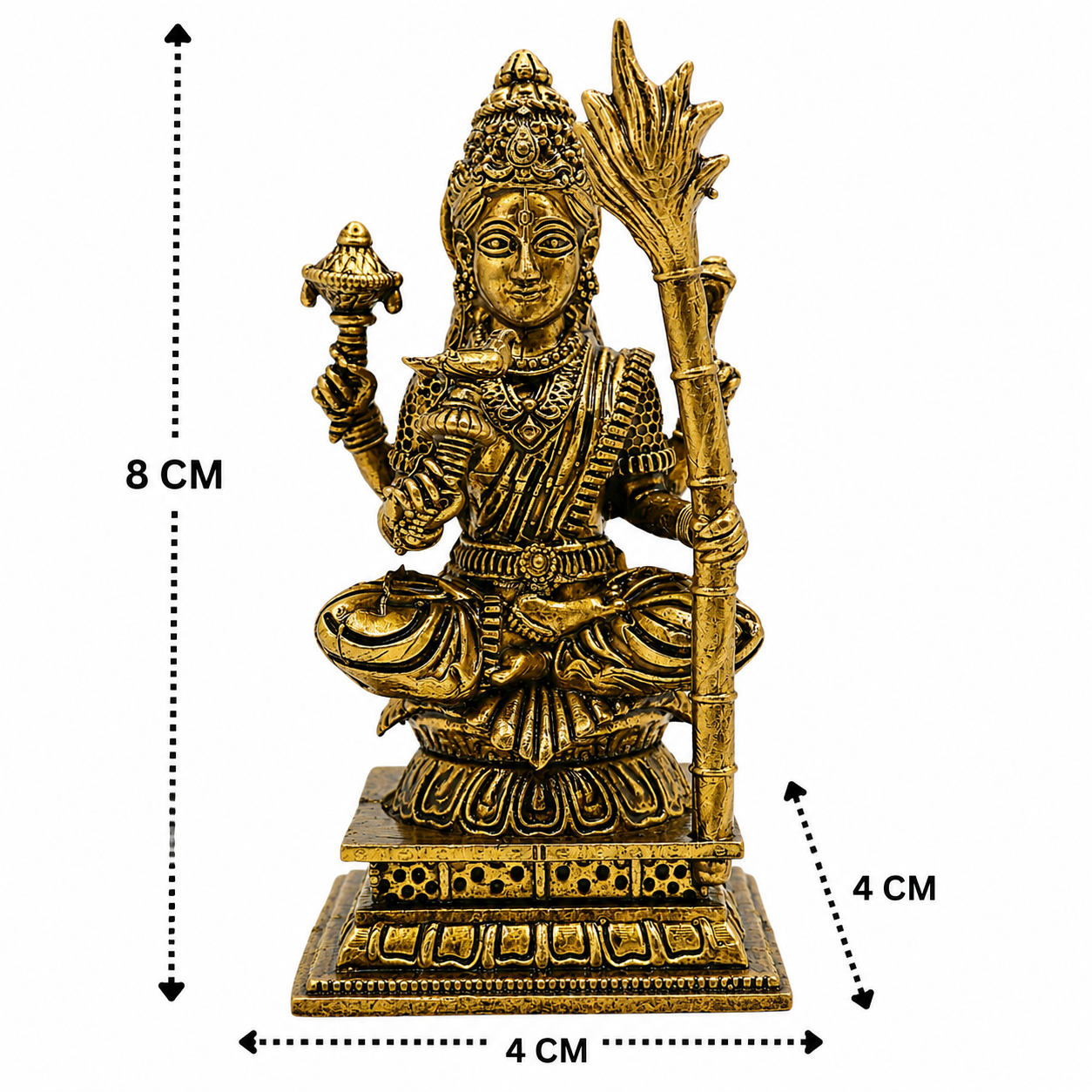 Brass Handcrafted Sitting Kamakshi Idol – Raja Rajeshwari Murti (Vigraham/Pratima) for Puja, Home Mandir, Décor &amp; Gifting 4 Inch