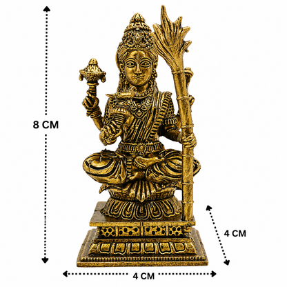 Brass Handcrafted Sitting Kamakshi Idol – Raja Rajeshwari Murti (Vigraham/Pratima) for Puja, Home Mandir, Décor &amp; Gifting 4 Inch