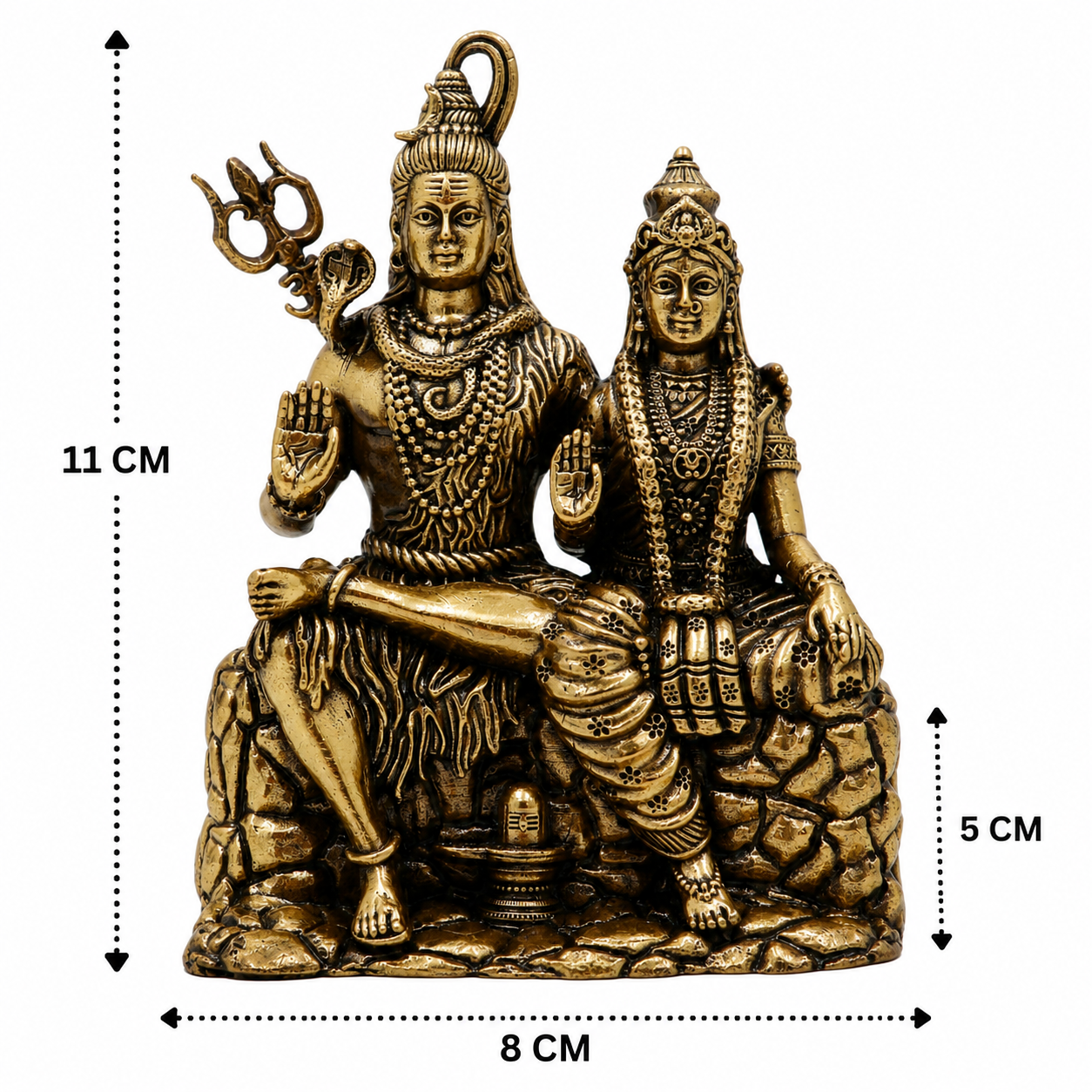 Brass Handcrafted Shiva Parivar Idol – Fine Golden Work Divine Family Statue for Puja &amp; Home Mandir 4.5 Inch