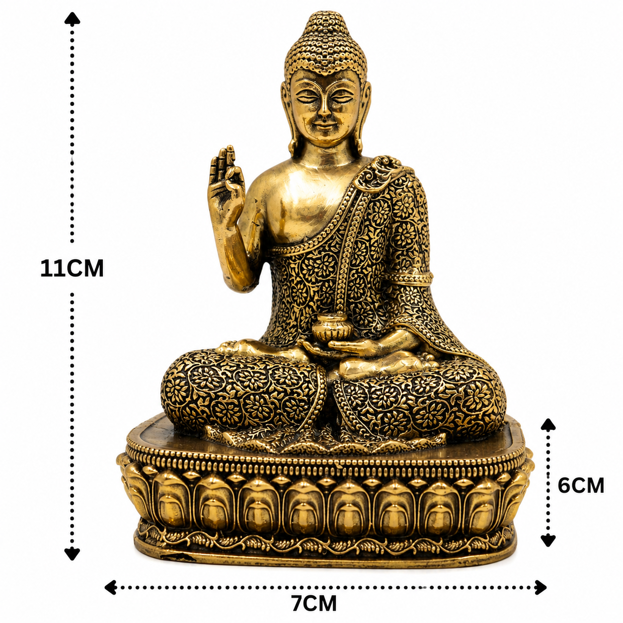 Handcrafted Brass Buddha in Meditation - A Symbol of Wisdom and Peace 4.5 Inch