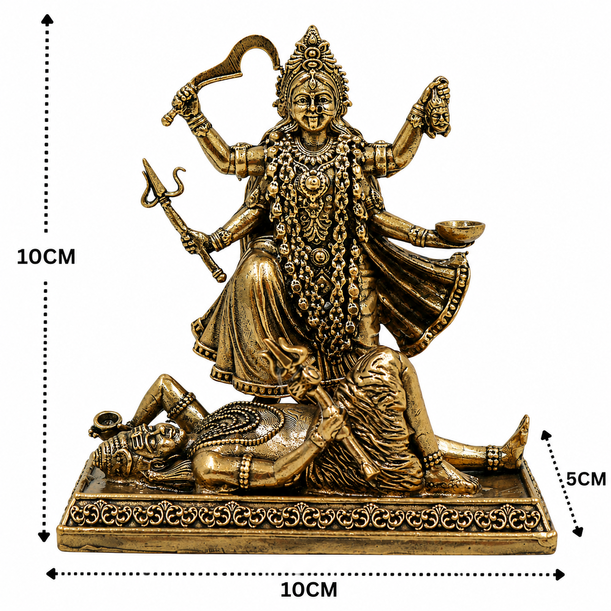 Divine Brass Mahakali Maa Idol – Kali Devi / Kalika / Bhadrakali Murti for Home Mandir &amp; Puja 4 Inch