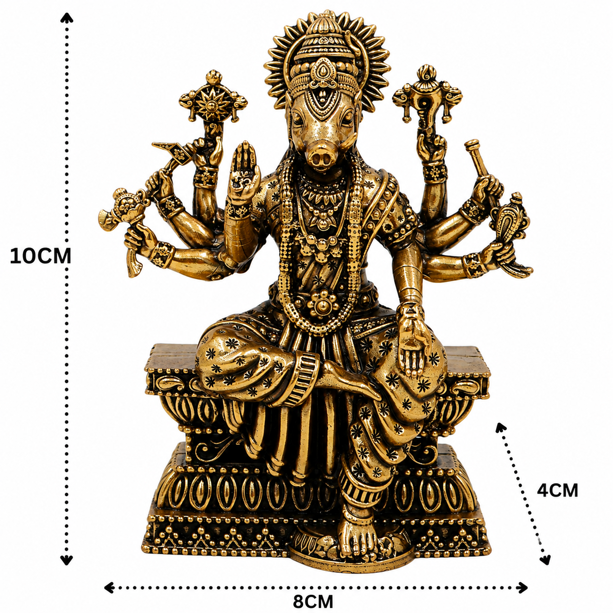 Brass Handcrafted  Varahi Amman Idol – Maha Varahi Devi Statue, Pital Varahi Mata Murti for Puja, Home Mandir &amp; Spiritual Décor 4 Inch