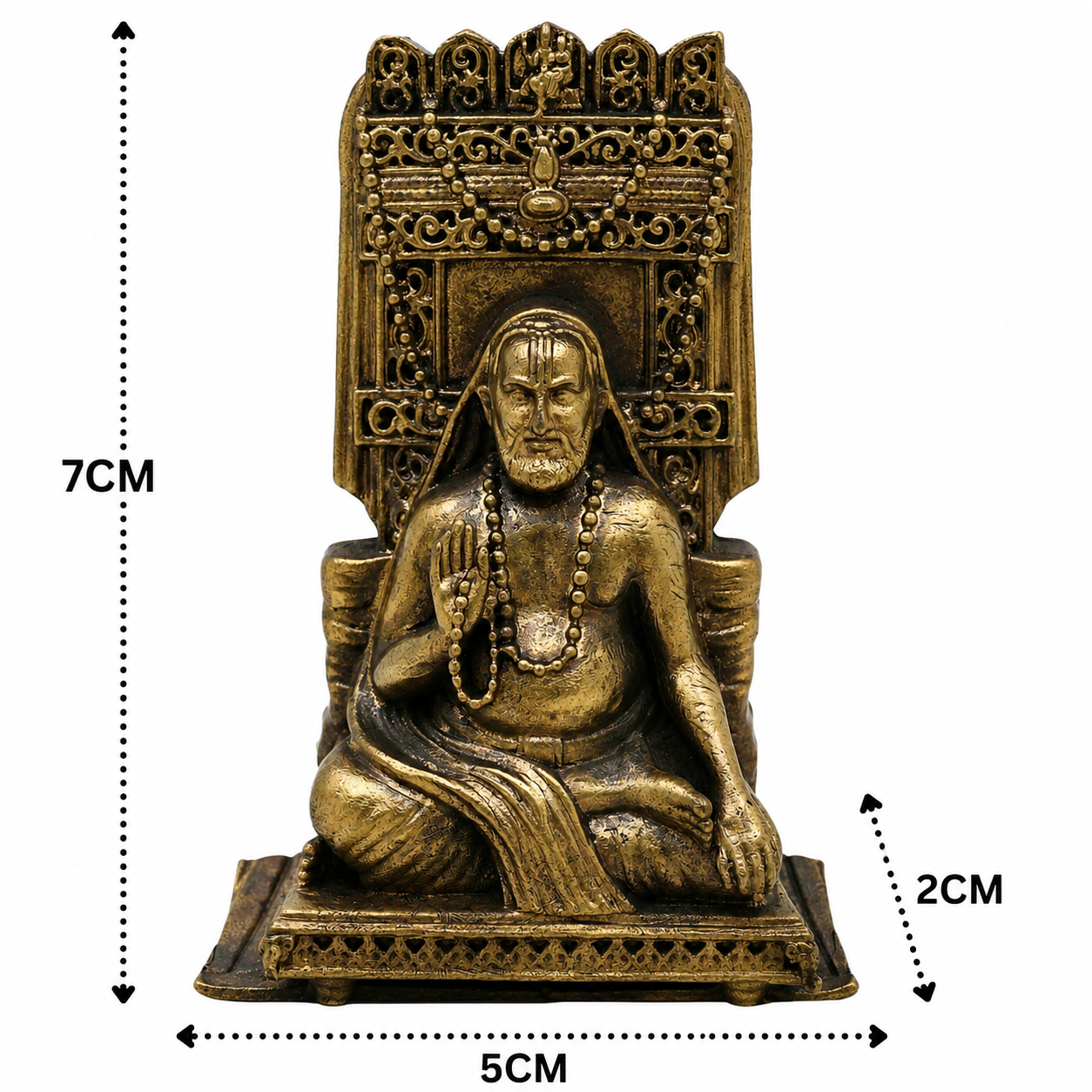 Brass Raghavendra Swamy Idol – Mantralaya Rayaru Murti, Guru Raghavendra Tirtha Vigraham for Puja &amp; Home Mandir Décor 3 Inch