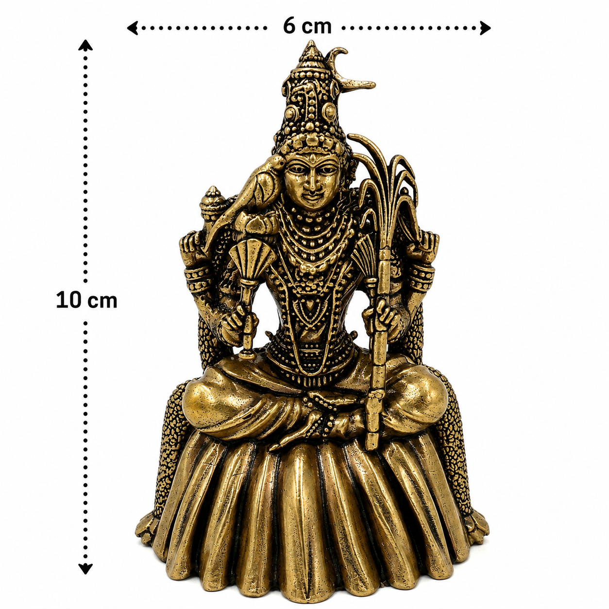 Brass Sitting Kamakshi Idol – Raja Rajeshwari Murti (Vigraham/Pratima) for Puja, Home Mandir, Décor &amp; Gifting 4 Inch