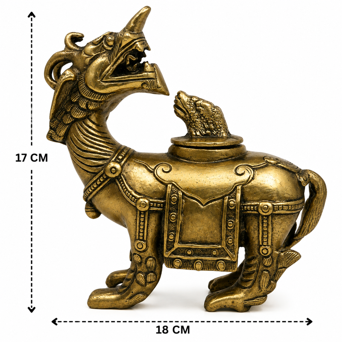 Brass Antique Ink Pot – Vintage Peetal - Handcrafted Pooja Decor by The Brasstown - Lifestyle Setup
