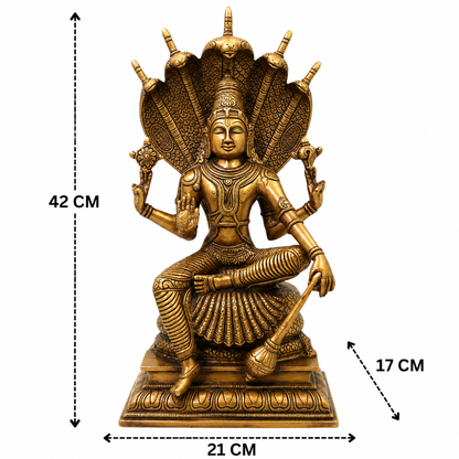 Brass Vishnu on Sheshnag Idol – Traditional - Handcrafted Pooja Decor by The Brasstown - Lifestyle Setup