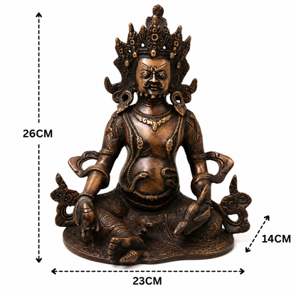 Handcrafted Brass Kubera Idol – Handcrafted Unique Vaishravana Wealth Murti for Vastu, Pooja, Home Mandir, Décor &amp; Spiritual Gifting 10 Inch