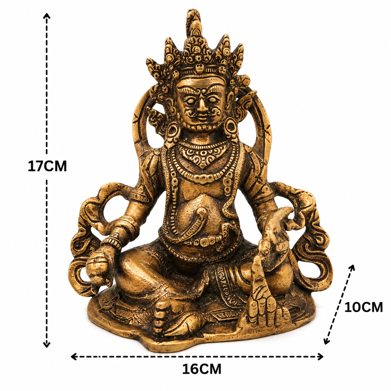 Handcrafted Brass Kubera Idol – Handcrafted Vaishravana Wealth Murti for Vastu, Pooja, Home Mandir, Décor &amp; Spiritual Gifting 6.5 Inch