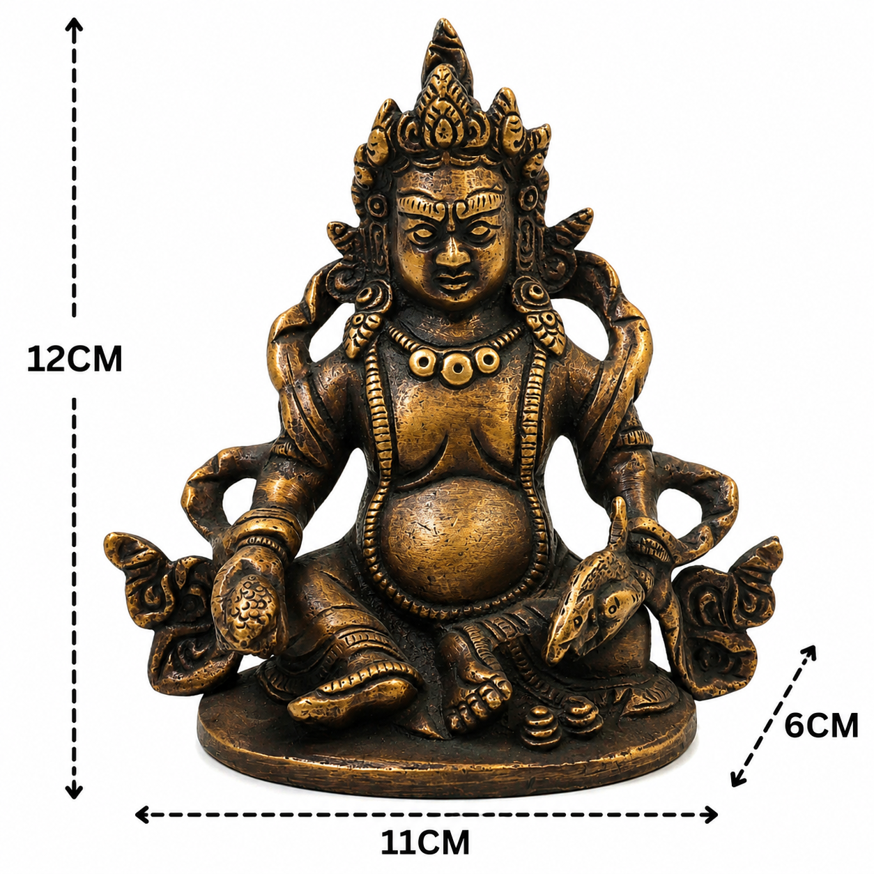 Brass Kubera Idol – Handcrafted Vaishravana Murti for Vastu, Pooja, Home Mandir, Décor &amp; Spiritual Gifting 4.5 Inch