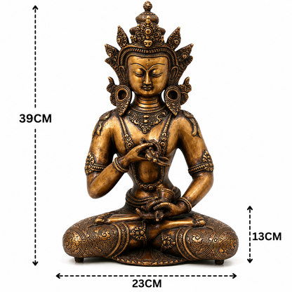 Unique Brass Vajrasattva Idol Murti – Handcrafted Dorje Sempa Buddhist Murti for Pooja, Meditation, Home Décor &amp; Spiritual Gifting 15.5 Inch