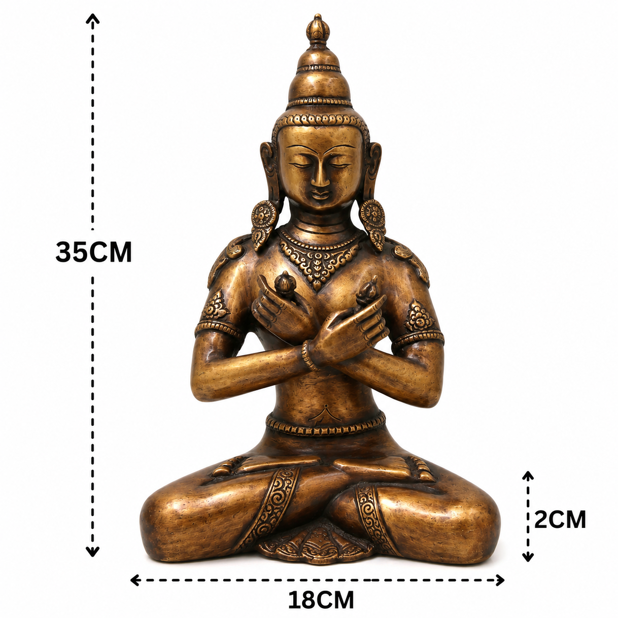 Unique Brass Handcrafted Vajrasattva Murti – Handcrafted Dorje Sempa Buddhist Murti for Pooja, Meditation, Home Décor &amp; Spiritual Gifting 14 Inch