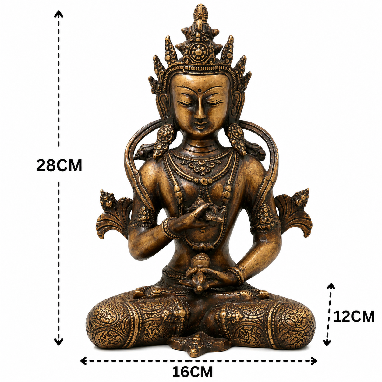 Brass Vajrasattva Idol Murti – Handcrafted Dorje Sempa Buddhist Murti for Pooja, Meditation, Home Décor &amp; Spiritual Gifting 11 Inch