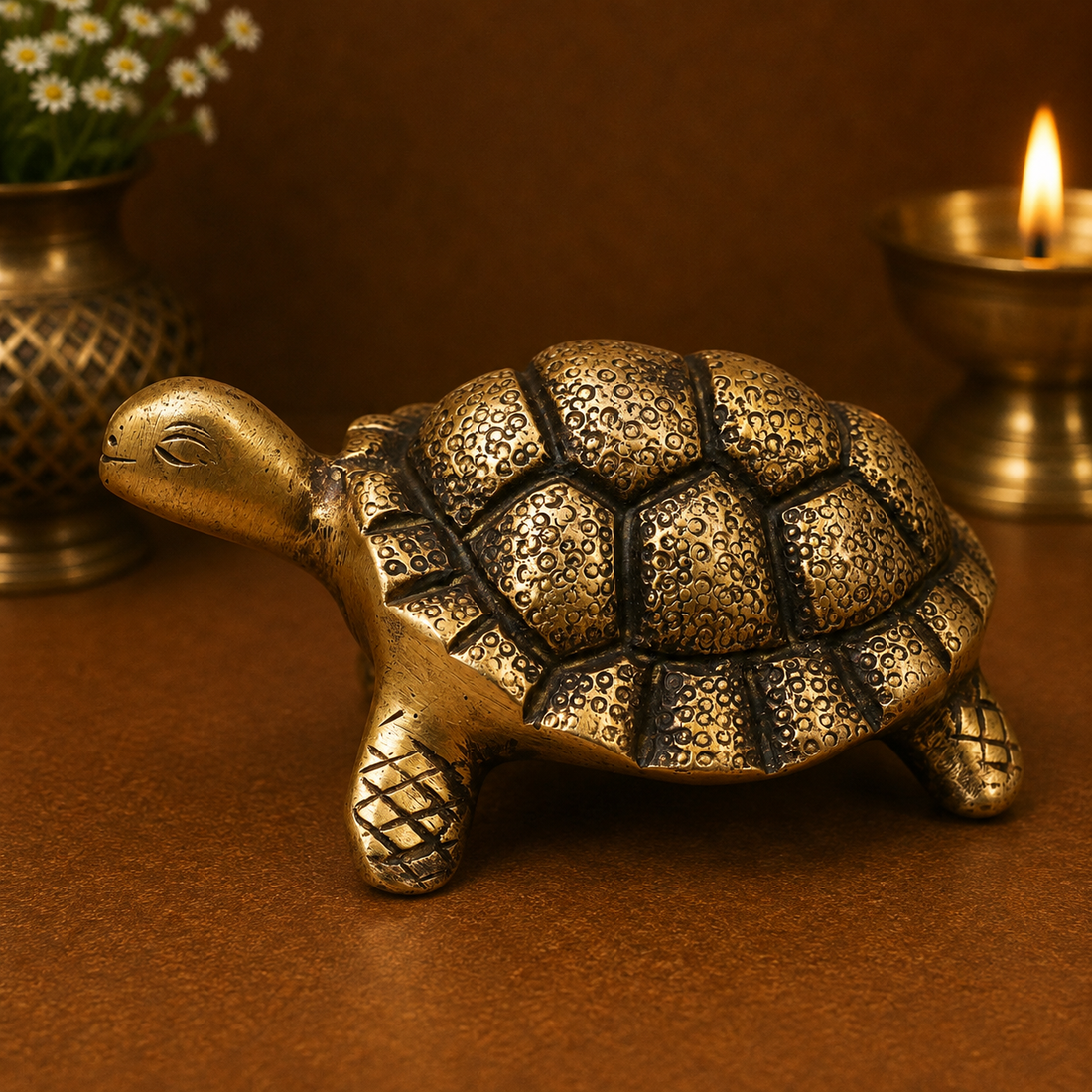 Brass Tortoise Sculpture (Kurma) – Vastu &amp; Feng Shui Symbol for Stability, Wealth &amp; Protection 1.5 Inch