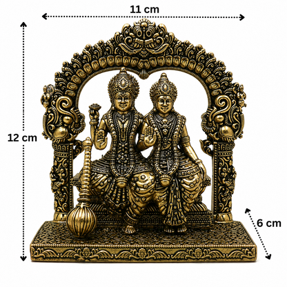Brass Lord Vishnu and Goddess Lakshmi Idol - Handcrafted Pooja Decor by The Brasstown - Lifestyle Setup