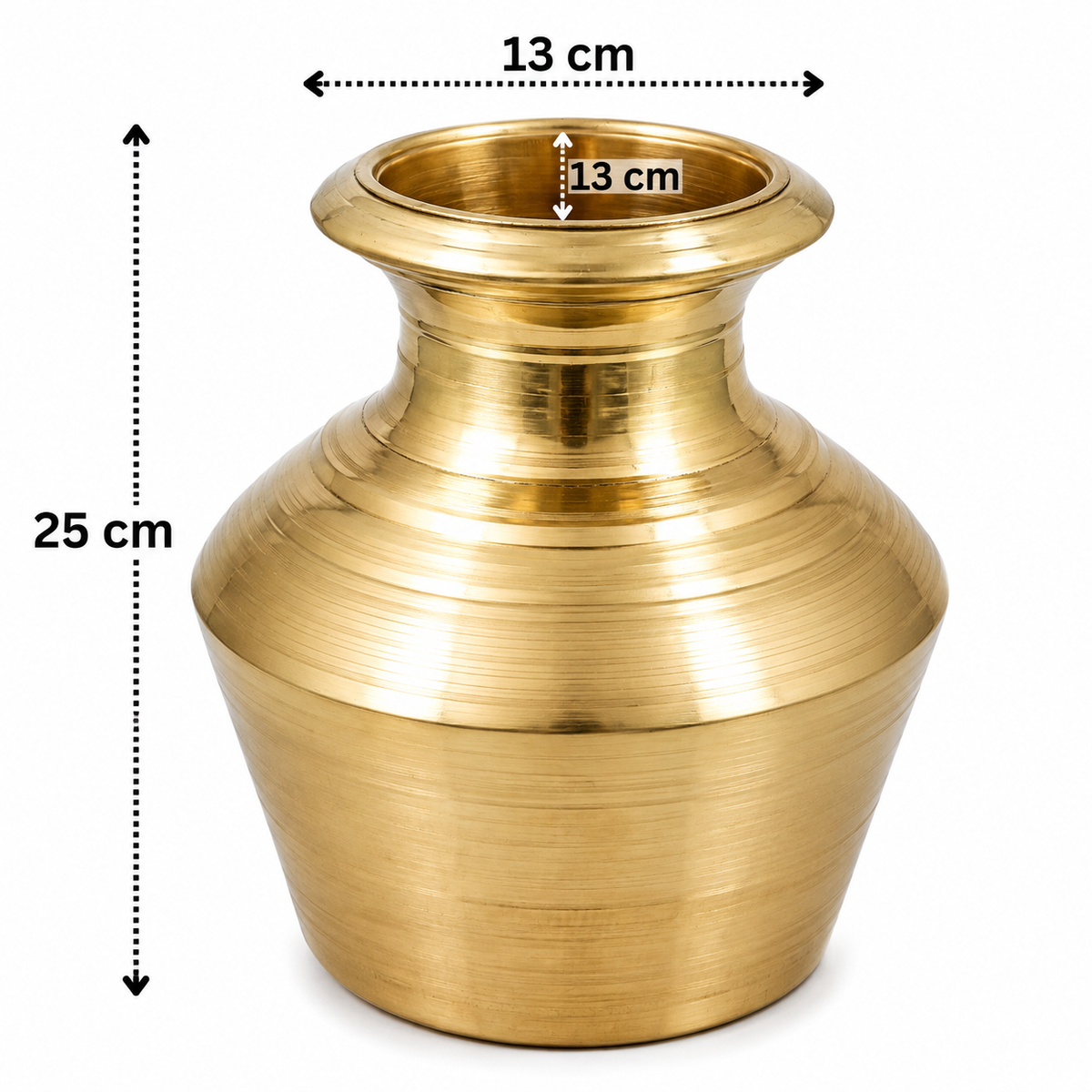 Brass Water Pot Kalash Jal Patra For - Handcrafted Pooja Decor by The Brasstown - Display View