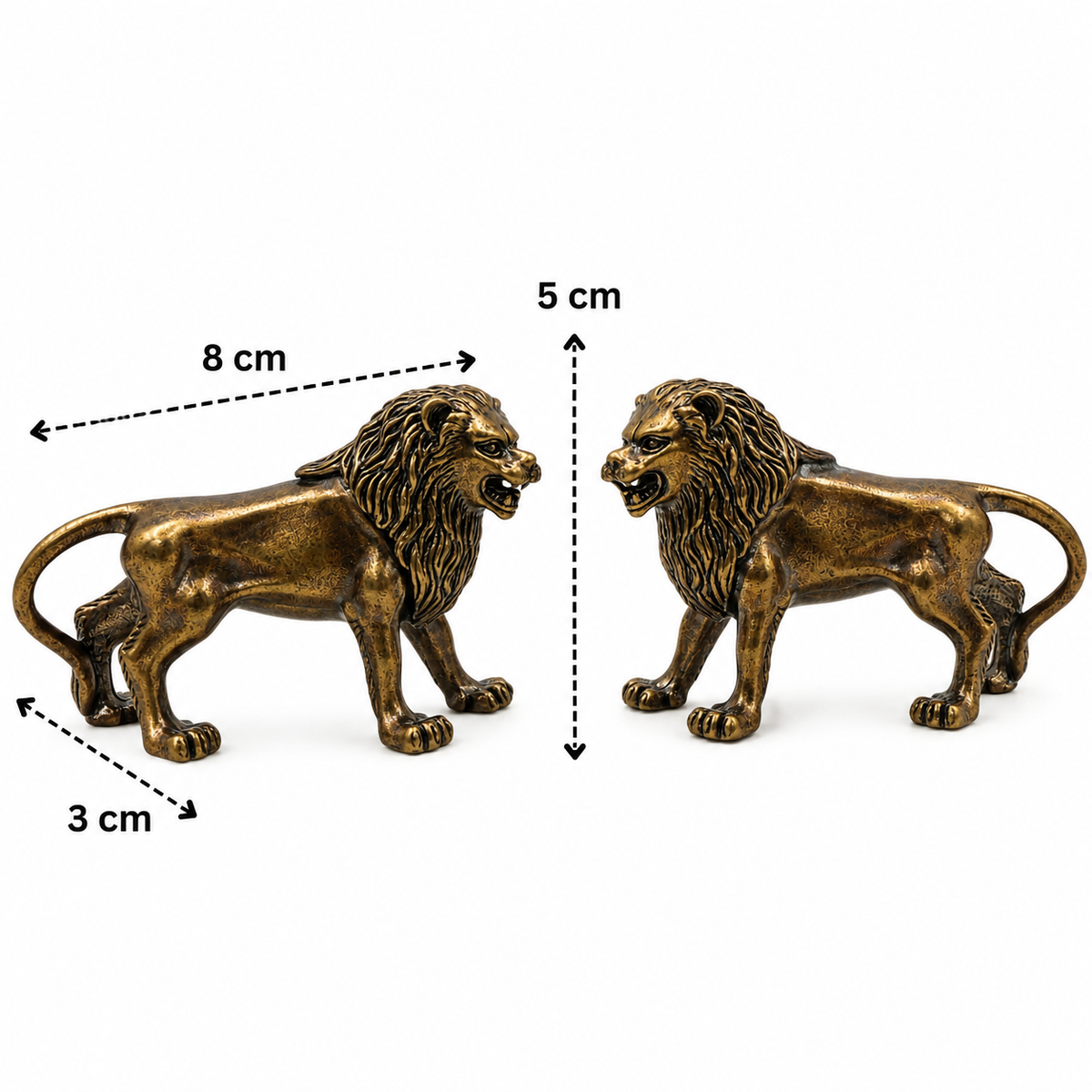 Brass Lion Set of 2 Simha Sculpture - Handcrafted Pooja Decor by The Brasstown - Lifestyle Setup