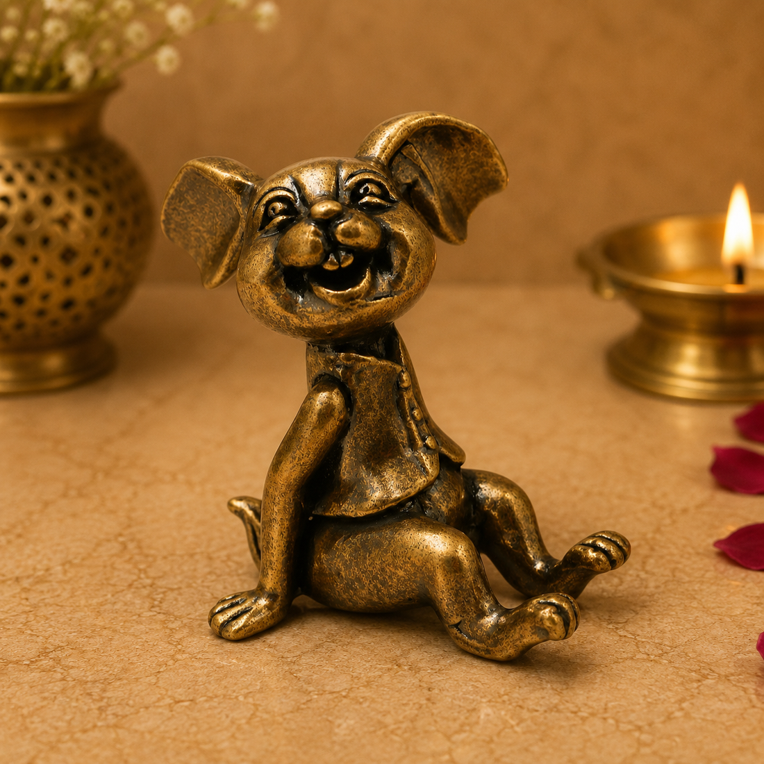 Brass Rabbit Table Decor Idol – Decorative Bunny Showpiece for Home, Office &amp; Table Décor 1.5 Inch
