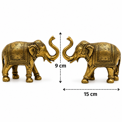 Brass Elephant Idol – Gaja Murti, Hasti - Handcrafted Pooja Decor by The Brasstown - Lifestyle Setup