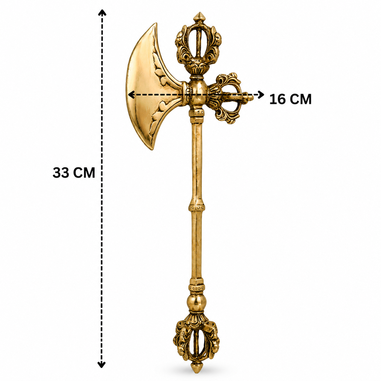 Brass Dorje Axe With Vajra Vajrayudha Idol - Handcrafted Pooja Decor by The Brasstown - Lifestyle Setup