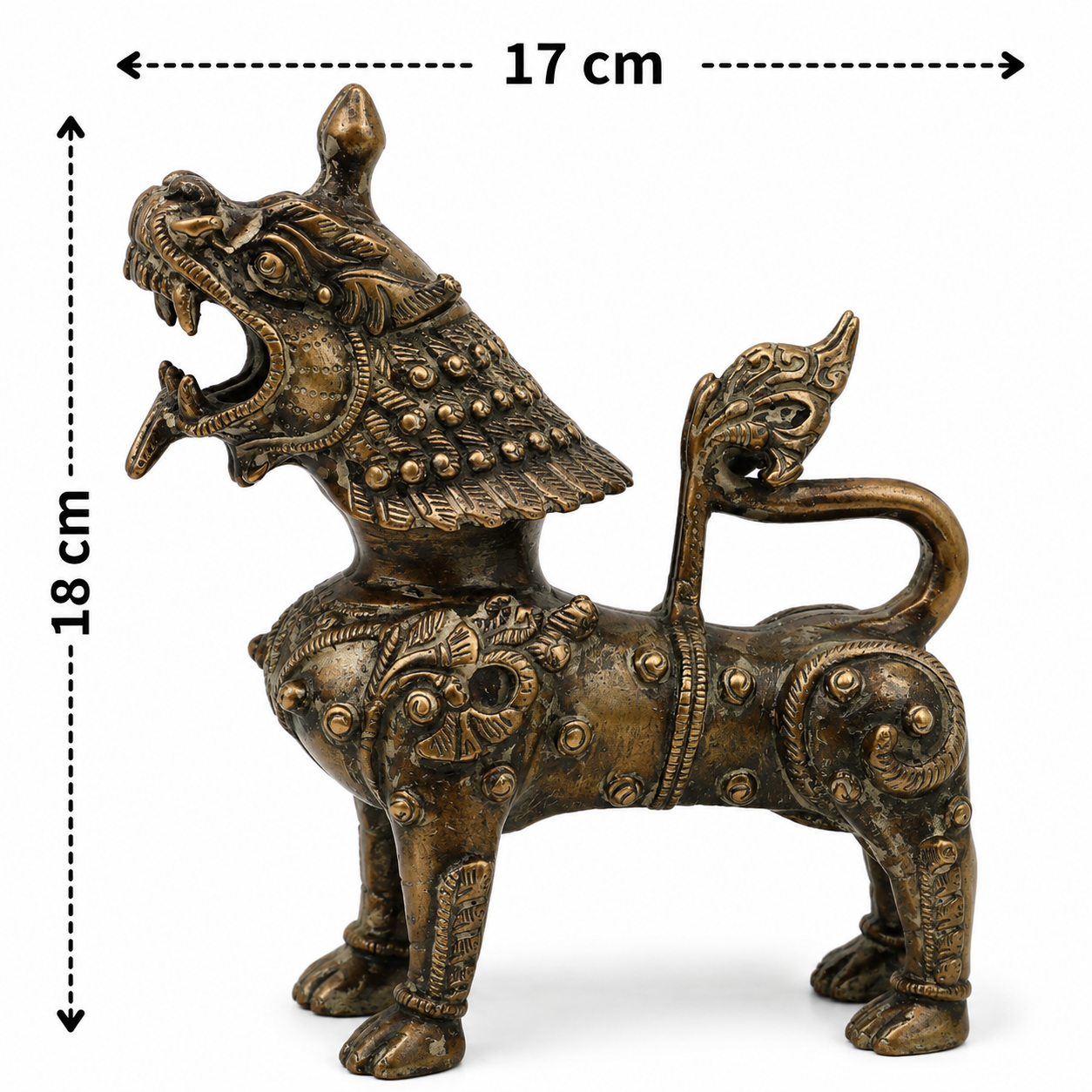 Brass Singha Statue - Feng Shui Lion - Handcrafted Pooja Decor by The Brasstown - Lifestyle Setup