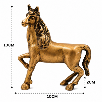 Brass Horse Sculpture – Antique Peetal Ashva - Handcrafted Pooja Decor by The Brasstown - Lifestyle Setup