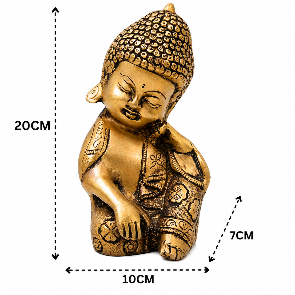 Brass Baby Buddha Idol – Handcrafted Buddha - Handcrafted Pooja Decor by The Brasstown - Lifestyle Setup