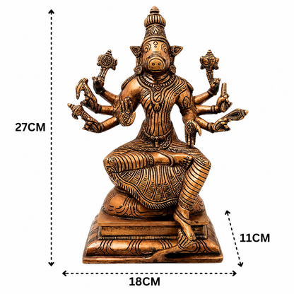 Brass Varahi Devi Idol – Handcrafted Traditional - Handcrafted Pooja Decor by The Brasstown - Lifestyle Setup