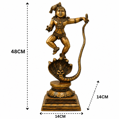 Brass Kaliya Daman Bala Krishna Idol - Handcrafted Pooja Decor by The Brasstown - Lifestyle Setup