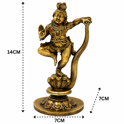 Brass Kaliya Mardana Krishna Idol – Handcrafted - Handcrafted Pooja Decor by The Brasstown - Lifestyle Setup