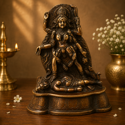Brass Mahakali Idol Murti – Traditional Chola - Handcrafted Pooja Decor by The Brasstown