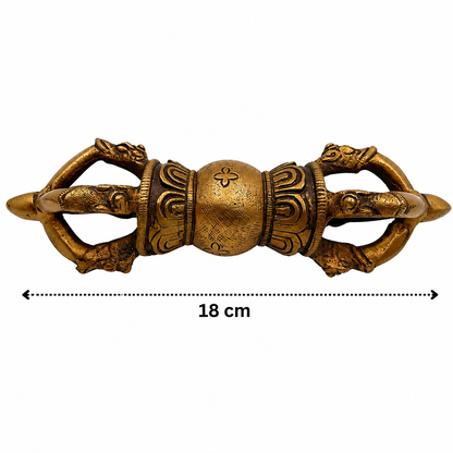 Handcrafted Brass Dorje / Vajra Idol – Tibetan Thunderbolt Scepter for Puja &amp; Spiritual Décor 7 Inch
