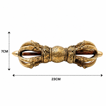 Brass Dorje / Vajra Idol – Tibetan Thunderbolt Scepter for Puja &amp; Spiritual Décor 3 Inch